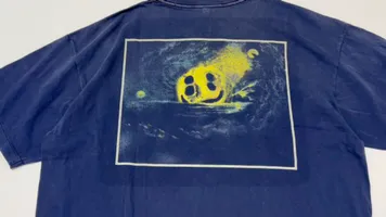 CACTUS PLANT FLEA MARKET x SAINT Mxxxxxx STAR SS TEE/NAVY New CPFM star smiley holed distressed short sleeves Washed blue S-XL Genuine consistent tube weaving without side seams High weight OE yarn fabric Assute dyeing Multiple horse fades Heavy wash water Worn holes Customized joint main mark/wash mark/little angel anti-counterfeiting label
